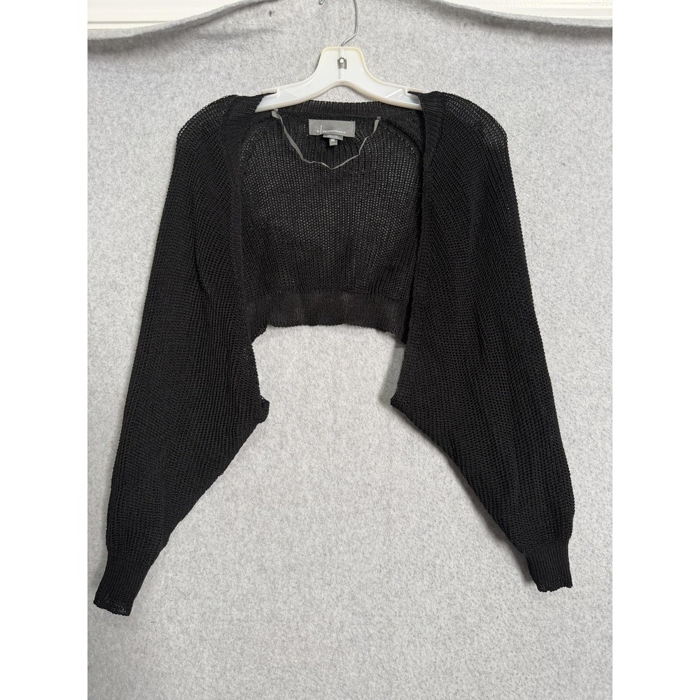 Anthropologie Shrug Sweater Womens One Size Black Open Knit Dolman Bolero